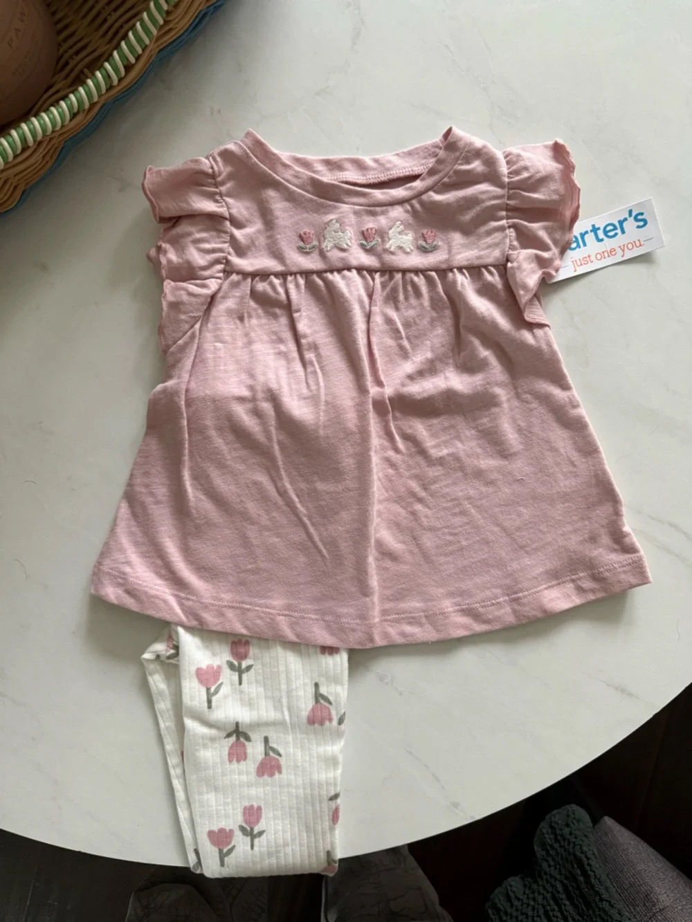 NWT Carter's Pink Top with White Floral Leggings